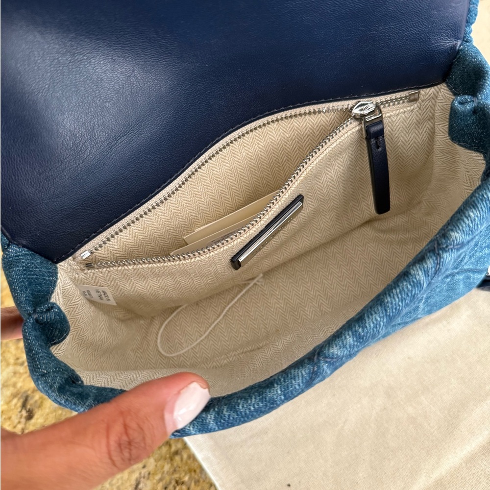 New Tory Burch Denim WILLA DENIM MINI TOP HANDLE BAG & matching cardholder - Picture 4 of 11